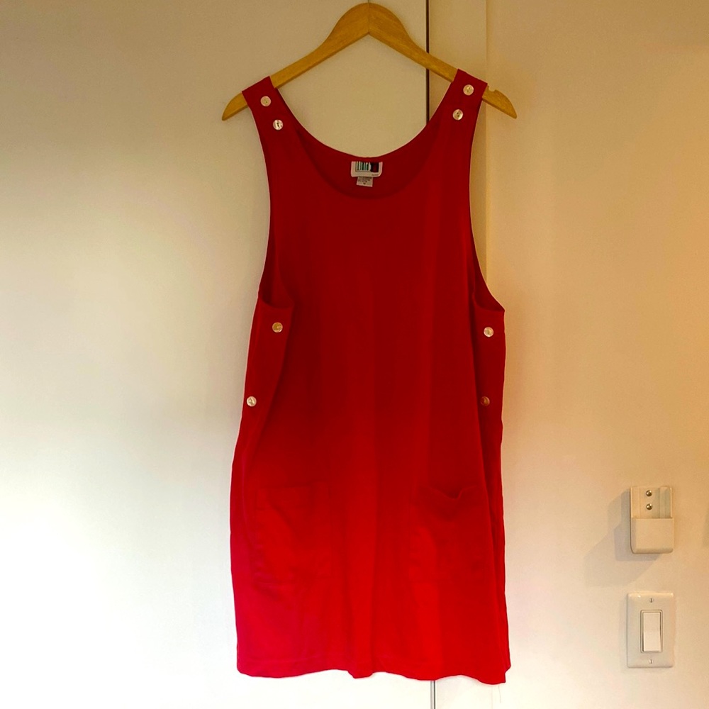 Red vintage jumper with buttons and pockets